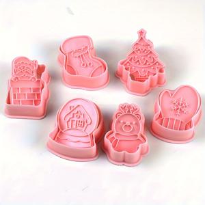 TEMU 6pcs 크리스마스 쿠키 스탬프 도구 세트, 쿠키 몰드, 쿠키 커터, 스탬프 및 커터 포함, 크리스마스 순록, , 크리스마스 장갑, 크리스마스 양말, 크리스마스 트리 쿠키 스탬프 몰드