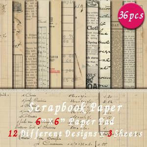 TEMU 36장 빈티지 신문 스크랩북 종이 패드 - 6x6인치 쥬크 저널 크래프트 카드스톡, DIY 카드 만들기, 저널링 및 장식 배경용 12가지 독특한 디자인 포함 - 고품질 아트 크래프트 패턴 종이, 스크랩북 용지
