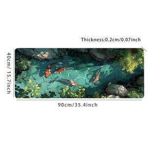 TEMU XXL 잉어 물고기 책상 매트 - 미끄럼 방지, 스티치 엣지 게임용 마우스 매트, 아름다운 자연 풍경 | 내구성 있고 매끄러운 표면으로 홈 오피스 편안함 | 완벽한 선물 아이디어