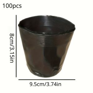 TEMU 배수구가 있는 100개 블랙 플라스틱 묘목 가방 - 과일 나무, 분재 및 정원 심기용 튼튼한 재배용 화분 - 필수 원예 도구