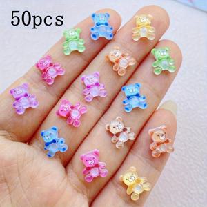 TEMU 20/50개 수지 반짝이 미니 만화 나비 곰 - 수제 네일 아트 장식, 웨딩 스크랩북 공예, DIY 액세서리
