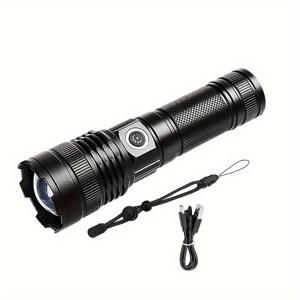 TEMU 2600mAh 충전식 배터리와 타입-C 고속 충전 기능이 있는 초고휘도 30W LED 손전등 - 야외 모험, 캠핑, 야간 낚시 및 비상 상황에 적합