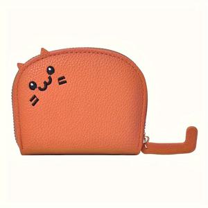 TEMU 만화 고양이 모양 지갑, 여성용 멀티 카드 슬롯 홀더 (4.13''x3.35''/10.5cm*8.5cm), 데이를 위한 귀여운 패션 인조 가죽 동전 지갑