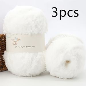 TEMU 3개 100% 폴리에스테르 3겹 코랄 플리스 원사, DIY 타월 랩 재료, 수제 뜨개질 솜털 실, 분홍색, 흰색, 베이지색, 크로셰 & 뜨개질 공예용