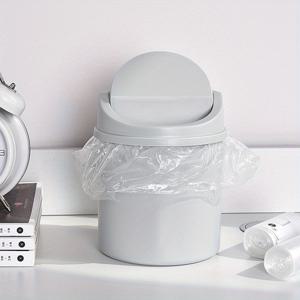 TEMU 집사무실 책상 장식용 16.99x13.0x13.0cm 원통형 플라스틱 이 달린 1개 뚜껑이 조용히 닫히는 미니 데스크톱 휴지통