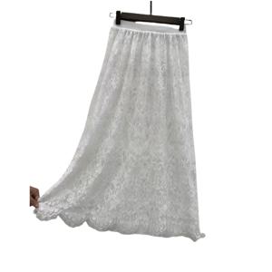 TEMU 고딕 레이스 페티코트 스커트, 100% 폴리에스터, 로맨틱 스타일 브라이덜 스커트, 두 가지 길이 옵션, 탄성 허리띠, 웨딩 테마 오버레이어용, 안감 없음