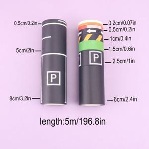 TEMU 1pc 창의적인 도로 안전 패턴 와시 테이프 세트, 패션 테마 종이 노트 카드 키트, 경고 신호 및 교통 도로 디자인 포함, DIY 공예 및 선물 제공용