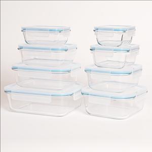 TEMU 8pcs 세트 유리 식품 보관 용기, 누출 방지 뚜껑 - BPA-free, 쌓을 수 있는 식사 준비 상자, 과일, 야채, 샐러드 및 더 많은 다양한 크기 - 전자레인지, 오븐, 냉동고 안전, 식기 세척기 친화적, 식사 준비 용기 | 투명 용기 | 누출 방지 뚜껑