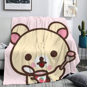 TEMU 귀여운 곰 프린트 플란넬 담요 - 소프트, 따뜻한, 세탁 가능한 폴리에스터 담요, 소파 및 사무실용, 기계 세탁 가능, 모든 계절 사용 가능, 봄과 겨울에 이상적, 사무실 편안함 | 재미있는 디자인 | 기계 세탁 가능 담요|소파