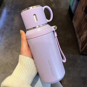 TEMU 700ml 보온 텀블러 차 거름망 뚜껑 포함 - 내구성 있고 다양한 색상 옵션(핑크, 블랙, 퍼플, 그린, 화이트), 유출 방지 디자인, 음료를 뜨겁거나 차갑게 유지, 여행, 집, 사무실 및 선물용으로 완벽함|텀블러