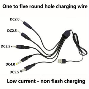 TEMU USB 분배기가 있는 5개 포트 DC 충전 케이블 - 2.0mm에서 5.5mm까지, 저전류, 플래시 충전이 아닌, 블랙, 휴대용 파워 뱅크 케이블 | 다중 포트 충전기 | 내구성 있는 케이블