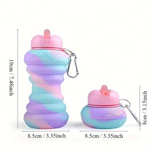TEMU 500ml (16.9oz) 실리콘 접이식 물병 - 그라데이션 휴대용 텀블러, 캐리어 클립 & 누수 방지 디자인, 하이킹, 캠핑, 체육관, 졸업 시즌, 백투스쿨, 데이 선물 - 커플 및 남녀 학생에게 완벽한 선택
