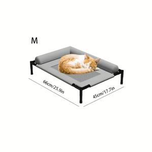 TEMU 그레이 - 사계절용 통기성 강아지 침대, 쿨링 및 방습 기능, 탈부착 가능 세탁 가능한 고수량 탄소 섬유 프레임, 목베개 포함, 소형~중형견을 위한 편안한 수면, 내구성 있는 구조 | M (25.9인치*17.7인치 & L 34.6인치*25.5인치