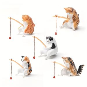 TEMU 미니 고양이 낚시 장식품 - 5개 세트, 수족관 및 홈 데코용, 양서류의 완벽한 어항 풍경과 이중 서식지에 적합