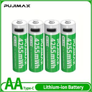 TEMU 고용량 AA 리튬이온 배터리 (4255mWh, 1.5V) Type-C 고속 충전 - 게이밍, 손전등, 전동 칫솔, 리모컨, 키홀더, 마이크에 적합 - 대부분의 기기와 호환 가능 - 가정, 사무실, 여행용 이상적인 슬림 디자인 충전식 배터리|보조배터리|후레쉬
