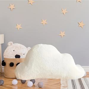 TEMU 1pc 구름 모양 플러시 베개, 인조 토끼 모피, 노르딕 INS 스타일, 소파, 침대 및 자동차용 장식 베개, 올 시즌 편안함, 기계 세척 가능, 거실 및 침실 장식에 이상적, 귀여운 베개