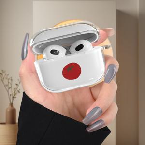 TEMU 스타일리시 토마토 패턴 투명 무선 이어폰 케이스, Airpods 4, Airpods 3, Airpods 2 및 Airpods PRO 호환 - 친구, 가족, 또는 남자친구를 위한 완벽한 선물