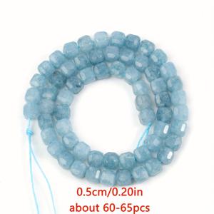 TEMU TTUIJI 5mm 천연 아쿠아마린 큐브 스톤 비즈 - DIY 주얼리 만들기용 사각 스페이서 비즈, 귀걸이·팔찌·목걸이용 블루 보석, 선물 소품, 광택 마감 젬스톤, 연마 표면 구슬