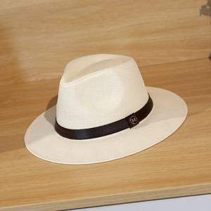 TEMU 1pc 우아한 파나마 페다라, 'P' 문자가 새겨진 가죽 스트랩 - 남성용 라이트 베이지 & 브라운 크로셰 스트로우 모자, 봄 & 여름에 완벽한 스타일리시 헤어웨어, 세련된 액세서리, 내구성 있는 헤드가어|남자모자
