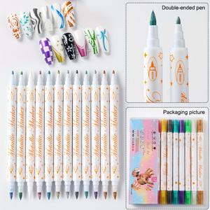 TEMU 달콤하고 시원한 영어 네일 아트 양면 펜, DIY 손그림 아크릴 펜, 마커 펜, 빠른 건조 방수 컬러 라인펜, 도파민 펜