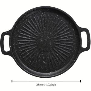TEMU 28cm/30cm, 검정색, 한국식 프라이팬 및 그릴팬, 다양한 스토브와 호환, 비스듬한, 연소량이 낮음, 가정 사용자, 야외 캠핑, 휴대용 바베큐 그릴, 그릴판, 철판.