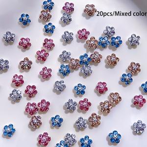 TEMU 10개/20개 반짝이는 미니 꽃 네일 참 - 3D 매화 라인스톤 장식 DIY 매니큐어용, 무향, 네일 살롱 액세서리