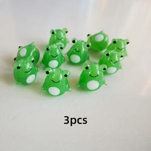 TEMU 3개 수제 3D 개구리 유리 비즈 - DIY 팔찌, 목걸이, 귀걸이 및 키 체인 - 재미있는 디자인 및 상세한 질감이 완벽한 선물
