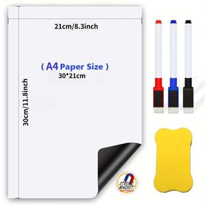 TEMU 5pcs/set(1pc 자석 드라이 에라세 화이트보드 및 3pcs 자석 화이트보드 펜&1pc 자석 지우개) 냉장고, 자체 접착, 식사 계획, 쇼핑 목록, 사무실 공지 보드