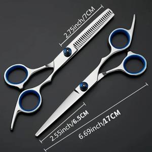 TEMU 2pcs/set 헤어 커팅 키트 - 스테인레스 스틸 가위, 얇게하는 옵션 - 전문 헤어 가위, 바버, 살롱, 홈 스타일링을위한 - 내구성, 날카롭고, 에르고노믹 디자인, 살롱 품질 결과