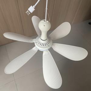 TEMU 조용한 6날 USB 전원 천장 선풍기, 캠핑 침대 및 기숙사 텐트용 휴대용 행잉 팬 - 리모컨 없음|실링팬|캠핑선풍기