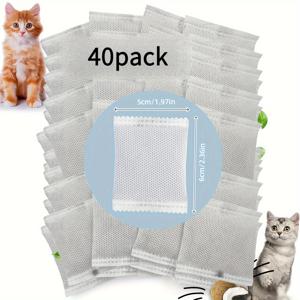 TEMU 40개입 천연 활성탄 냄새 제거제 - 강력한 냄새 차단, 자동 청소형 화장실 호환 가능, 트레이 교체 필터 - 오래 지속되는 신선함, 다중 고양이 및 대가족용 경제적, 오픈 트레이 화장실에도 적합, 내구성 있는 메쉬 소재, 효율적인 흡수, 고품질 여과, 반려동물 케어 필수품