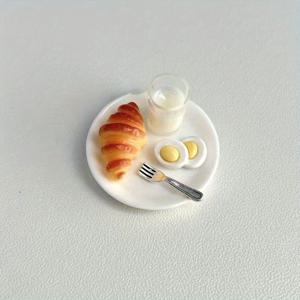 TEMU 미니 시뮬레이션 아침 식사 세트, 3가지 스타일 선택 가능, 레진 소재, 섬세하고 귀여운 디자인, DIY/인형 집 액세서리/미니어처 장식/홈 인테리어용