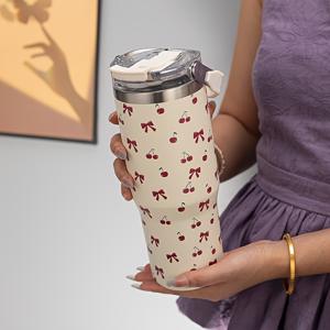 TEMU 손잡이와 빨대가 있는 1개 900ml/33.44oz 스테인리스 스틸 보온 물병 - 누수 방지, 이중벽 진공 열전달 컵, 여행, 체육관, 스포츠 및 야외 활동용, 휴일 선물, 피트니스 애호가 및 학생을 위한 완벽한 선물, 보온 물병
