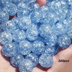 TEMU 300개 8mm 아크릴 크랙크 비즈 - 생동감 있는 폭발 패턴, DIY 보석 만들기, 팔찌, 목걸이 및 공예용 투명 광택 - 아름다운 돌 얼음 크랙 디자인 비즈, 보석 만들기 용품