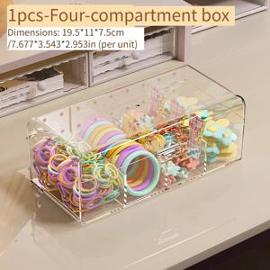 TEMU 1pc/2pcs 투명 플라스틱 헤어 액세서리 정리 상자, 헤어 타이, 클립, 밴드, 보석을 위한 가벼운 카운터탑 화장품 보관함 - 독립 실행 형, 전기 필요 없음, 3.2 Cu Ft 이하 용량, 27