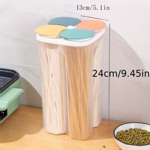 TEMU 1pc 4 그리드 뚜껑이있는 식품 저장 용기, 명확한 밀폐 사각형 식품 저장 탱크, 멀티 그리드 방습 투명 밀봉 신선 유지 상자, 시리얼, 쌀, 파스타, 향신료, 차, 견과류 및 콩, 식품 항아리 및 용기, 가정용 주방 용품