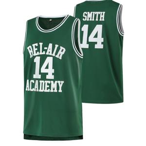 TEMU Men's Green Bel-Air #14 자수 농구 저지, 레트로 약간 신축성 있는 탱크 탑, 스포츠 유니폼 사이즈 S-XXXL
