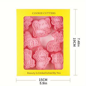 TEMU 8pcs 숲 동물 쿠키 커터 세트 비스킷 금형 식품 등급 3D 만화 압축 비스킷 금형 DIY 쿠키 스탬프 주방 베이킹 액세서리 제과제빵용품