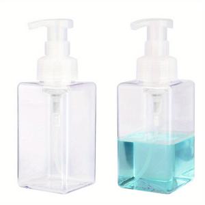 TEMU 2pcs 거품 비누 디스펜서, 450ml (15oz) 리필 펌프 병, 빈 플라스틱 펌프 병, 액체 비누 용 사각형 비누 디스펜서, 욕실 액세서리