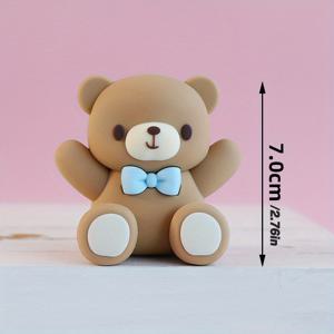 TEMU 귀여운 핑크 블루 베어 케이크 토퍼 보우타이 베어 생일 파티 결혼 기념일 케이크 장식 인형