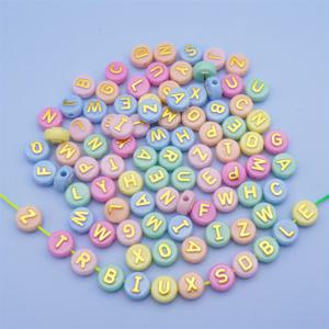TEMU 200개 원형 아크릴 알파벳 글자 비즈 A-Z, 10x6mm - 액세서리 제작용 (팔찌, 목걸이, 키체인)