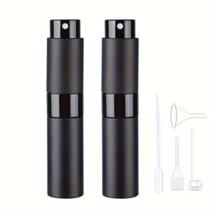 TEMU 6개/세트 2개 휴대용 미니 향수 아토마이저 4개 액세서리 포함, 8ml 여행용 리필 가능 향수 스프레이 병, 2개 스프레이 튜브, 깔때기, 드로퍼, 스프링 빨대, 출장용 컴팩트 디스펜서 포함