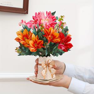 TEMU 생일, 기념일, 어버이날을 위한 팝업 꽃 꽃다발 인사말 카드 - 꽃무늬, 텍스트 없음, 누구에게나 적합 기프트 카드