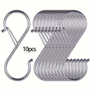 TEMU 10/20개 S자형 걸이용 후크, 3.5인치(약 8.9cm) 식물 걸이용 금속 S자형 후크, 주방 냄비 걸이 벽장식 후크에 안전 버클이 있는 S자형 후크, 식기, 냄비, 팬, 옷, 가방, 식물 및 꽃 바구니 걸이 장식에 적합