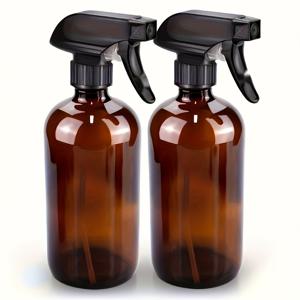 TEMU 1/2/5개 500ml 충전 가능한 암버 유리 스프레이 병, 블랙 펌프 디스펜서 - 살균제, 알코올, 청소제 및 아로마 테라피에 적합 - 내구성 및 세련된 디자인, 가정, 사무실, 호텔, 청소 필수품, 세련된 디자인, 투명한 용기