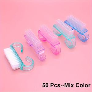 TEMU 제얼리유 50개 팩 글리터 투명 네일 클리닝 브러시 - 무향 아크릴 부드러운 털 먼지 클리너 도구 세트 매니큐어, 페디큐어 및 메이크업 핸드 케어