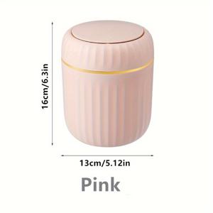 TEMU 1pc 프레스-탑 미니 휴지통 - 내구성 있는 PP 소재, 사무실, 침실, 거실용 컴팩트 데스크탑 휴지통 - 뚜껑이 있는 가정용