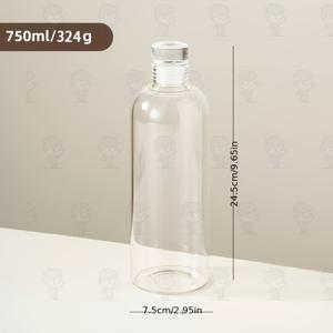 TEMU 보로실리케이트 유리 물병 세트 - 누출 방지, 내구성, 비용 없음, 야외 활동에 이상적 - 350ml/500ml/750ml/1000ml 크기 제공