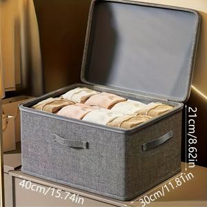 TEMU 뚜껑이 있는 접이식 천 스토리지 박스: 직사각형, 다목적, 옷, 사무용품, 등으로 옷장 정리, 가정용 정리 트렁크
