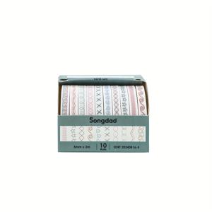 TEMU 10 롤 가데니아 패턴 와시 테이프 세트 - 스크랩북, 저널링, 플래너 장식용 - 테두리 및 스티커용 비방수 접착 테이프